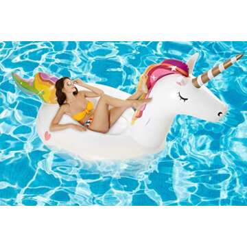 VICKEA Inflatable Pool Floats for Adults and Kids, Water Unicorn Pool Float for Swimming Pool Fun