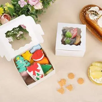 Moretoes Cookie Boxes 50pcs with Window for Treats and Gifts