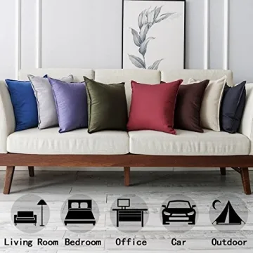 Jeanerlor Pack of 2 Natural Cotton Linen Soild Yellow Decorative Square 24 x 24 Inch Throw Pillow Covers Set Cushion Case for Bedroom/Sofa/Car(60 x 60cm) Light Linen