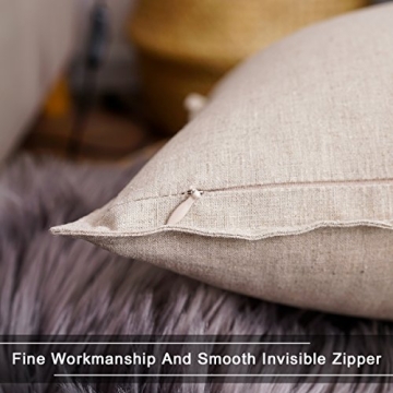 Jeanerlor Pack of 2 Natural Cotton Linen Soild Yellow Decorative Square 24 x 24 Inch Throw Pillow Covers Set Cushion Case for Bedroom/Sofa/Car(60 x 60cm) Light Linen