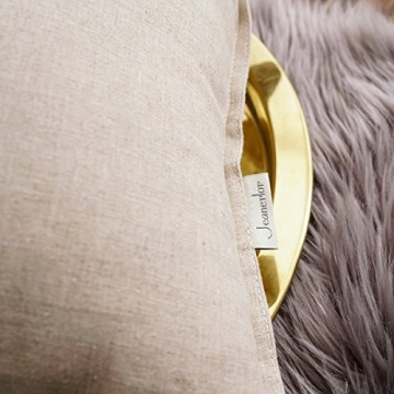 Jeanerlor Pack of 2 Natural Cotton Linen Soild Yellow Decorative Square 24 x 24 Inch Throw Pillow Covers Set Cushion Case for Bedroom/Sofa/Car(60 x 60cm) Light Linen