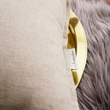 Jeanerlor Pack of 2 Natural Cotton Linen Soild Yellow Decorative Square 24 x 24 Inch Throw Pillow Covers Set Cushion Case for Bedroom/Sofa/Car(60 x 60cm) Light Linen