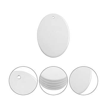 PYD Life 25 PCS Sublimation Blank Ornaments White Ceramic 3 Inch Oval with Gold String for Home Christmas DIY Crafting Personalized Decor Bulk