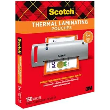 Scotch Thermal Laminating Pouches, Letter Size, 3 Mil, 150/Pack (TP3854-150)