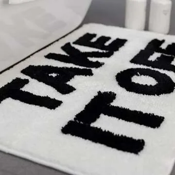 ABOUND LIFESTYLE Bath Mat, Cute Bath Mat, Fade Resistant Cute Bathroom Decor, Funny Tufted Microfiber Bath Rug, Machine Washable, Extra Large Bath Mat, Non-Slip (32”x20”) (Take It Off)