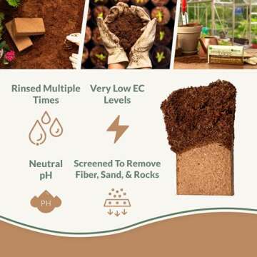 Coco Bliss Coco Coir Bricks (250gm Bricks, 10-Pack) - Organic Coco Coir for Plants - OMRI-Listed Coc...
