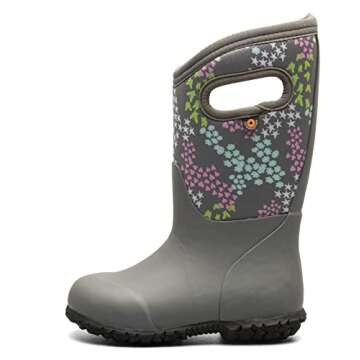 Bogs Kids York Boys and Girls Waterproof Insulated Rubber and Neoprene Winter Rain Boot, Star Heart - Gray, Size 11 Little Kid