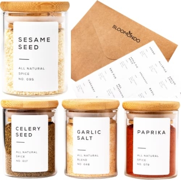 Bloomondo Glass Spice Jars with Labels: Stylish Pantry Storage