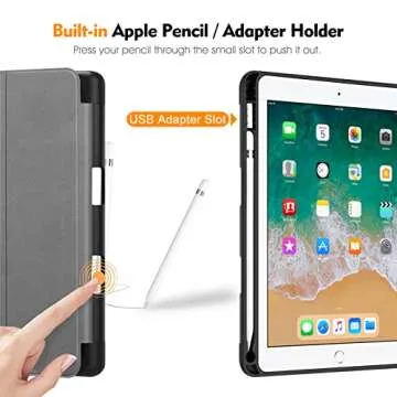 Fintie SlimShell Case for iPad 6th / 5th Generation (2018/2017), iPad Air 2 / Air 1 (9.7 Inch) - [Built-in Pencil Holder] Soft TPU Back Cover with Auto Wake Sleep, Composition Book