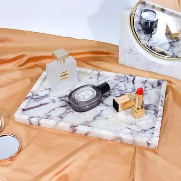 Genuine Marble Vanity Tray - Elegant Storage for Home Decor