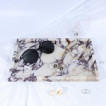 Genuine Marble Vanity Tray - Elegant Storage for Home Decor