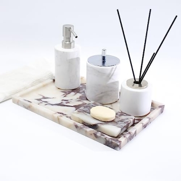 Genuine Marble Vanity Tray - Elegant Storage for Home Decor