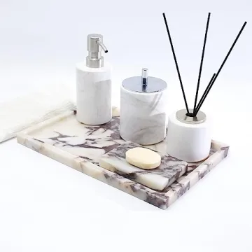 Genuine Marble Vanity Tray - Elegant Storage for Home Decor