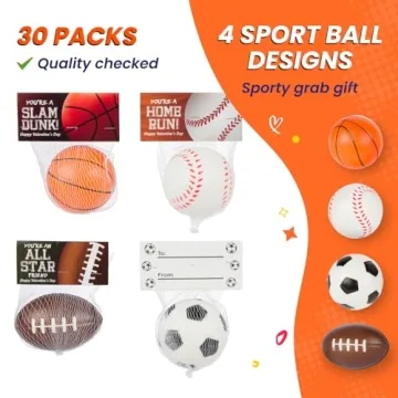 Funeta Sports Stress Balls with Valentine's Cards for Kids