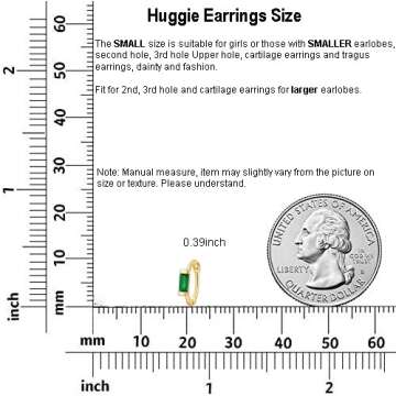HMYDPH 925 Sterling Silver Gold Huggie Earrings, Small Cuff Green CZ Gold Plated Cartilage Hoop Earrings for Women Girls Hypoallergenic Fashion Gift
