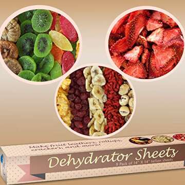 Chuzy Chef Set of 9 Dehydrator Sheets - Baking Mat Teflon Dehydrator Sheet - 14'' X 14'' Food Dehydrator Tray Liners Non Stick Sheets Baking Mat Food Dryer Sheet For Excalibur