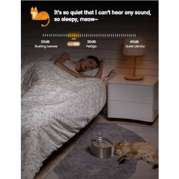 SOOFPET Cat Water Fountain: with 6pcs Carbon Filter + 3pcs Sponge - 108oz/3,2L Pet Water Fountain Stainless Steel - Cat Fountains for Drinking with Quiet Pump Dishwasher Safe Design Faucet-Shaped