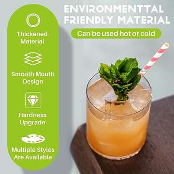 MAQIHAN 100PCS Stripe Drinking Straws - Disposable Straws 7.7 Inch Small Colourful Agave Kraft Paper Straws Bulk, for Coffee, Milk, Juice, Cocktial and Suit for Birthday Parties, Weddings, Picnic.