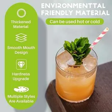 MAQIHAN 100PCS Stripe Drinking Straws - Disposable Straws 7.7 Inch Small Colourful Agave Kraft Paper Straws Bulk, for Coffee, Milk, Juice, Cocktial and Suit for Birthday Parties, Weddings, Picnic.