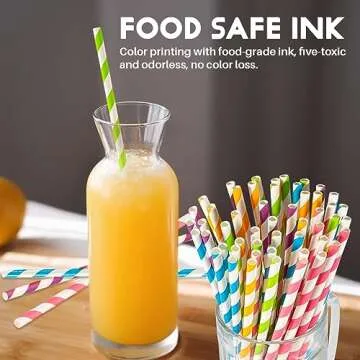 MAQIHAN 100PCS Stripe Drinking Straws - Disposable Straws 7.7 Inch Small Colourful Agave Kraft Paper Straws Bulk, for Coffee, Milk, Juice, Cocktial and Suit for Birthday Parties, Weddings, Picnic.