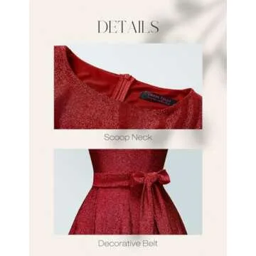 DRESSTELLS Cocktail Dresses for Women Wedding Guest 2024 Sparkly Holiday Prom Party Dress, Sequin Aline Modest Mother of Bride Midi Dress Glitter Burgundy L