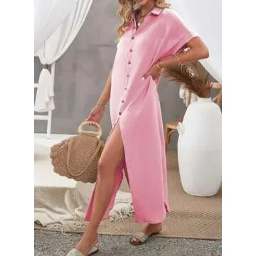 Herseas Women’s Summer Button Down Beach Cover Up