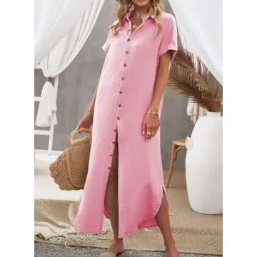 Herseas Women’s Summer Button Down Beach Cover Up