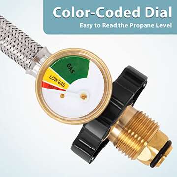 SHINESTAR 5FT Propane Adapter Hose with Gauge for Coleman Camping Stove, Mr. Heater Buddy Heater, and Other Portable Propane Appliances, POL Connection