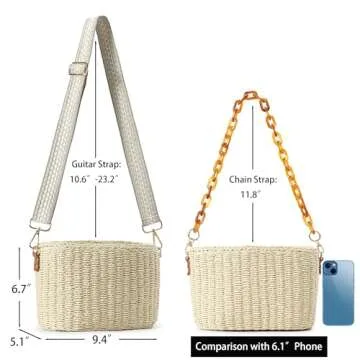 Chic Woven Straw Crossbody Bag for Women, Beige