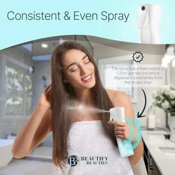 BeautifyBeauties Hair Spray Bottle – Ultra Fine Continuous Water Mister for Hairstyling, Cleaning, Plants, Misting & Skin Care (White, 6.8 Ounces)