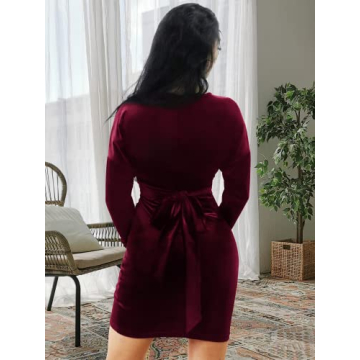 ZABERRY Elegant Long Sleeve Ruched Wedding Dress in Red