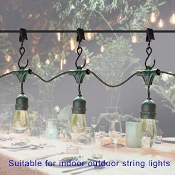 AMZSEVEN Stainless Steel S Hooks Curtain Clips, 50 Pack Hanging Party Lights Clips Hangers Gutter Photo, Art Craft Display, 2.4 Inch Long, Black