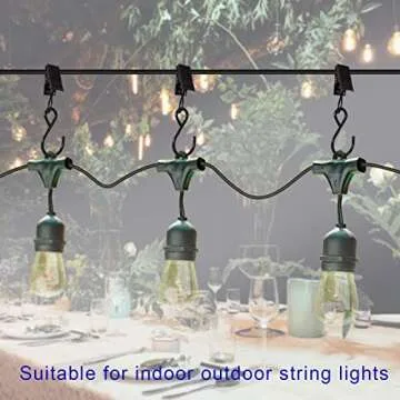 AMZSEVEN Stainless Steel S Hooks Curtain Clips, 50 Pack Hanging Party Lights Clips Hangers Gutter Photo, Art Craft Display, 2.4 Inch Long, Black