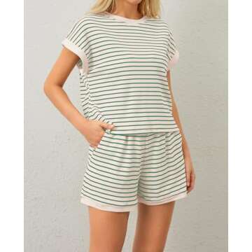 Burtell Women Summer 2 Piece Lounge Sets in Striped Print