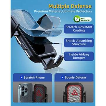 YFYYF Phone Mount for Car Phone Holder Mount for Dashboard Windshield Vent, Military Grade Suction & Metal Hook, Handsfree Stand Cell Phone Holder Car Accessories for iPhone