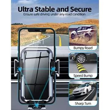 YFYYF Phone Mount for Car Phone Holder Mount for Dashboard Windshield Vent, Military Grade Suction & Metal Hook, Handsfree Stand Cell Phone Holder Car Accessories for iPhone