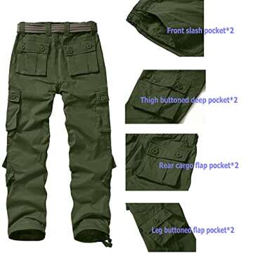 Women's Cotton Casual Military Army Cargo Combat Work Pants with 8 Pocket Army Green US 10