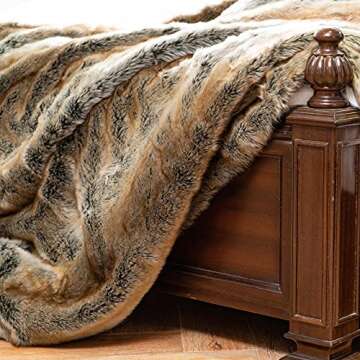 BATTILO HOME Luxurious Large Brown Faux Fur Throw Blanket