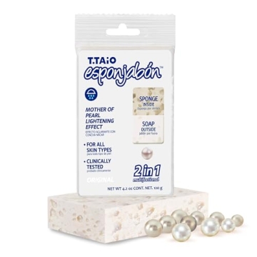 T. Taio Mother of Pearl Esponjabon Soap Sponge - Gentle Exfoliating Shower Scrubber for Smooth Skin ...