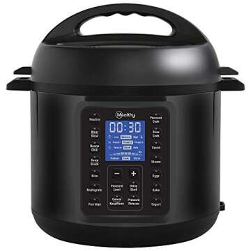 Mealthy MultiPot 2.0 6 Quart 9-in-1 Electric Pressure Cooker Slow Cooking with Programmable LCD Display, Self Sealing Lid, Accessories, and Utensils
