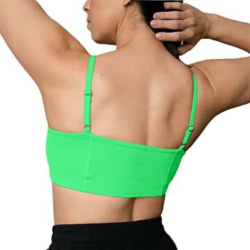 Aoxjox Women's Workout Bandeau Sports Bras Training Fitness Running Yoga Crop Tank Top (Spring Bouquet Green, Medium)