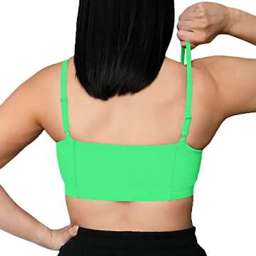 Aoxjox Women's Workout Bandeau Sports Bras Training Fitness Running Yoga Crop Tank Top (Spring Bouquet Green, Medium)
