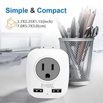 European Plug Adapter, Foval International Travel Power Adaptor with 2 USB, 4 in 1 US to Europe Travel Plug Adapter for France, Italy, Germany, Spain, Greece (Type C) (2 Pack)