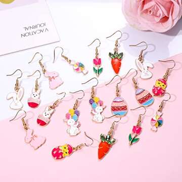 Vibrant 9 Pairs Easter Earrings for Women - Cute & Colorful