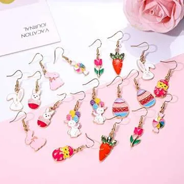 Vibrant 9 Pairs Easter Earrings for Women - Cute & Colorful