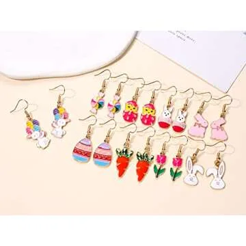 Vibrant 9 Pairs Easter Earrings for Women - Cute & Colorful
