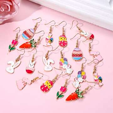 Vibrant 9 Pairs Easter Earrings for Women - Cute & Colorful