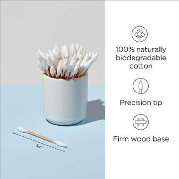 Diane Pointed Tip Cotton Swabs, 200 ct. 1-Pack - Super Soft for Sensitive Skin, Gentle on Face, Make...