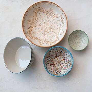 Creative Co-Op Hand-Painted Stoneware Bowls for Elegant Dining