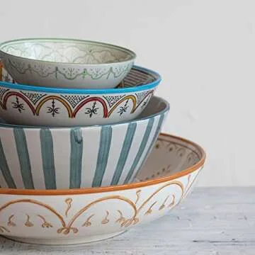 Creative Co-Op Hand-Painted Bowls Set of 2 for Serving